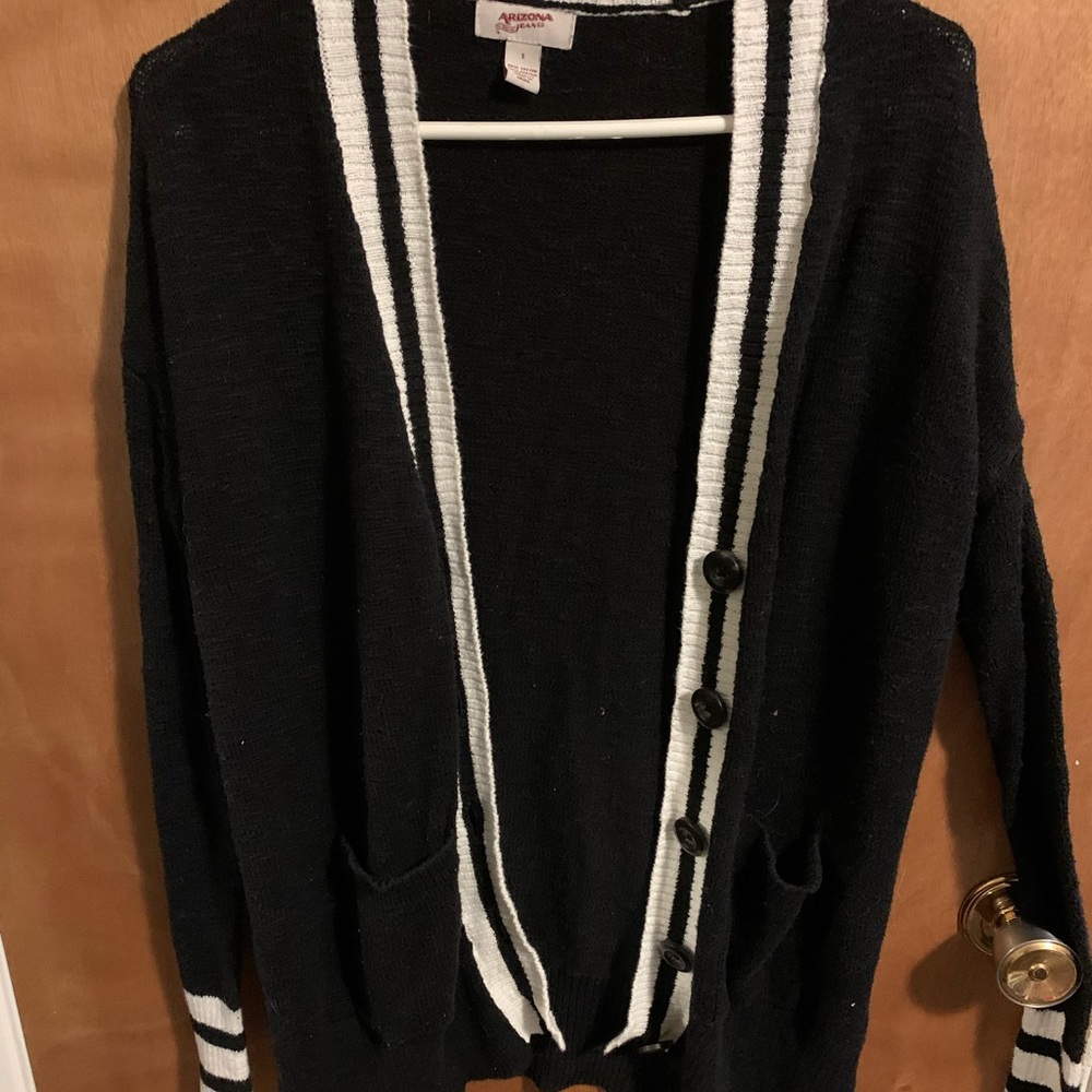 Long sleeve, button up cardigan. Sz s black/white